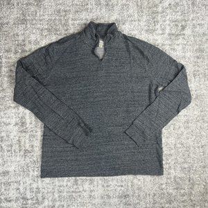 J Crew pullover Sweater 1/4 zip Men XL - T Knit Goods Gray Long Sleeve Casual‎